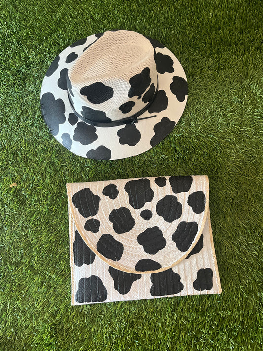 Cow print purses and hat