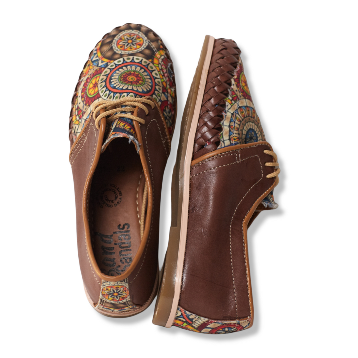 871/ Lona Cafe Brown/Art print flat shoe