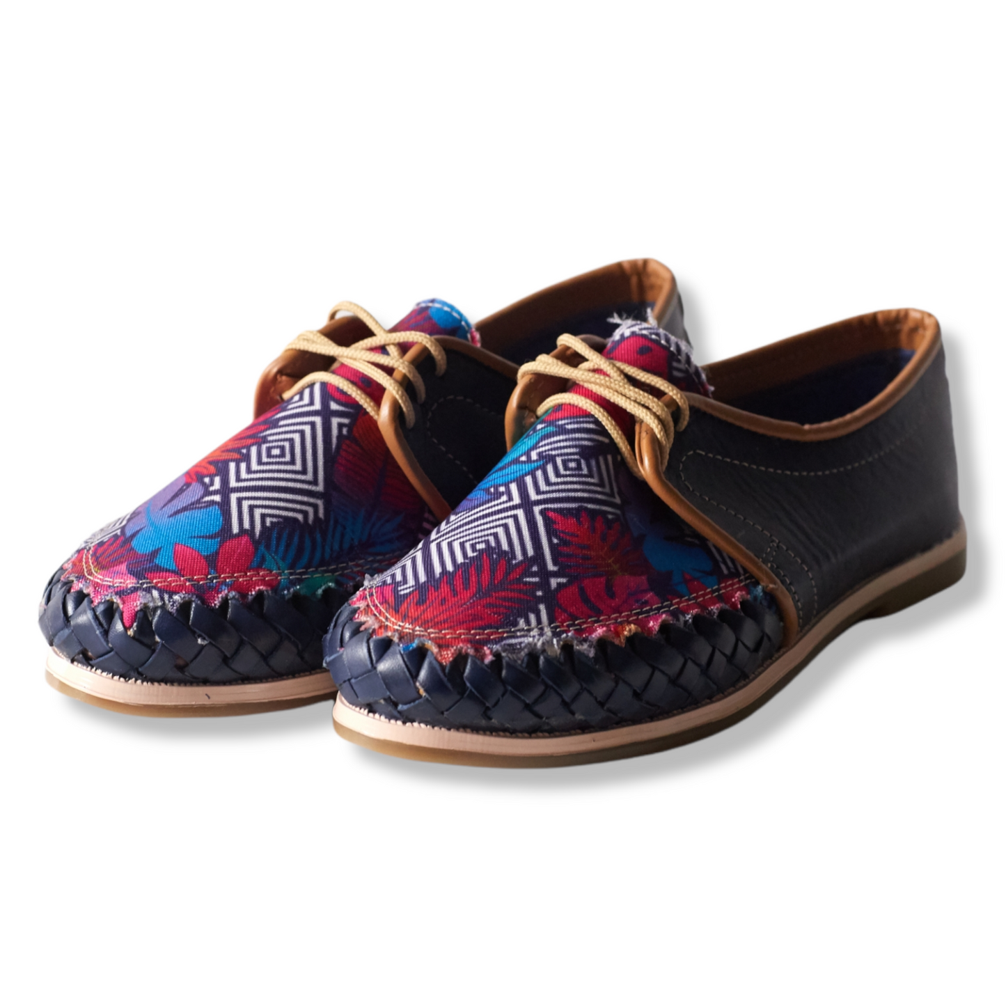 871/ Lona Azul/Art print flat shoe