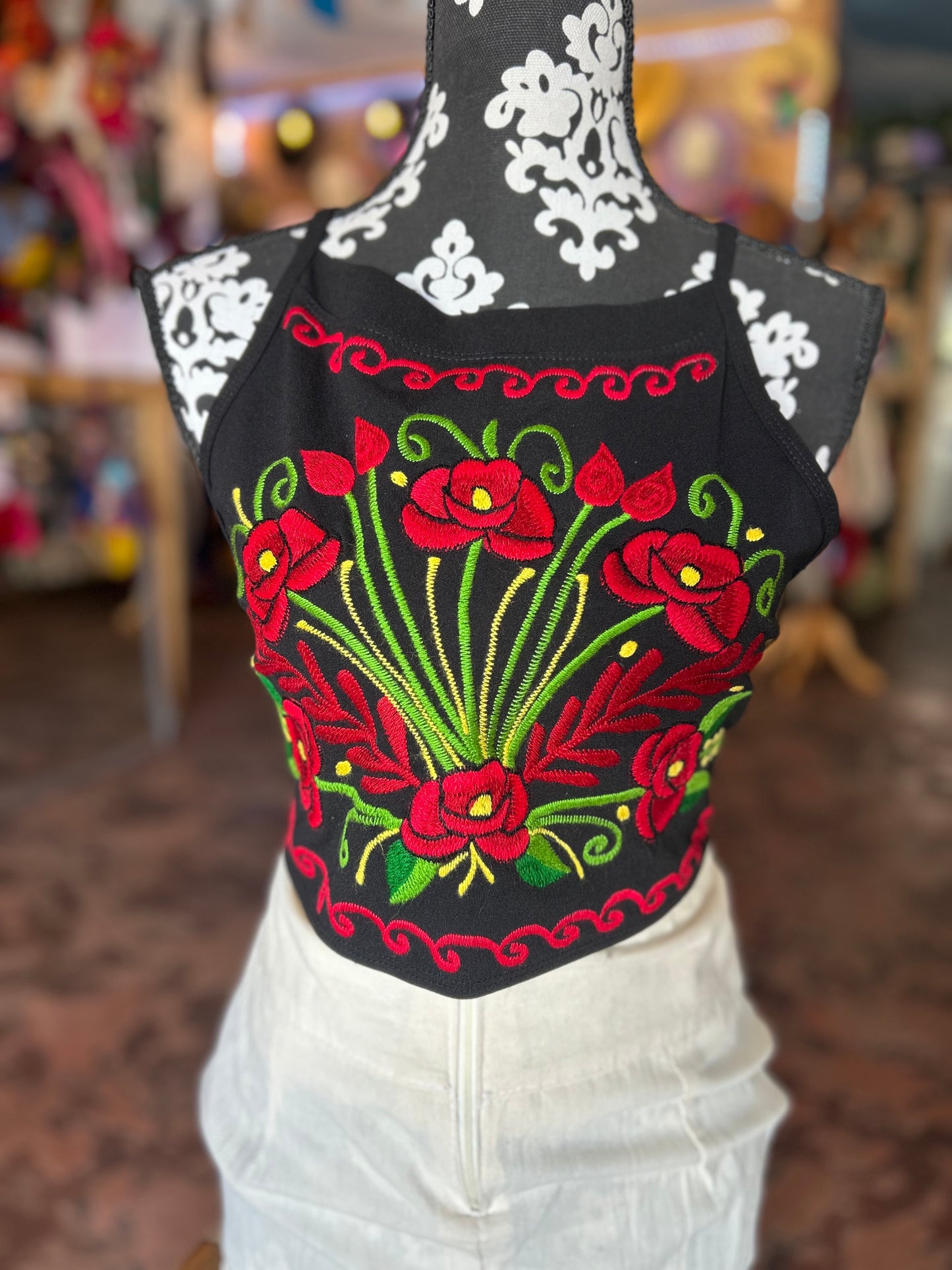Embroidered Halter Top