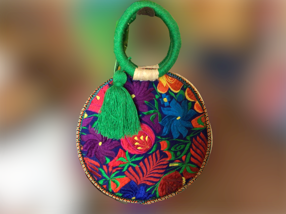 Embroidered round tote/ bag