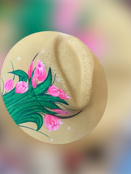 Straw painted hat