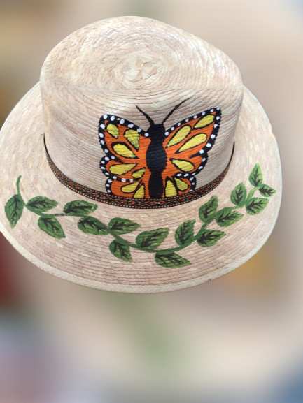Monarch butterfly straw hat