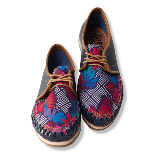 871/ Lona Azul/Art print flat shoe