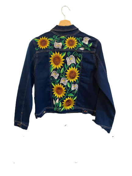 Jean sunflower & calla lily jacket