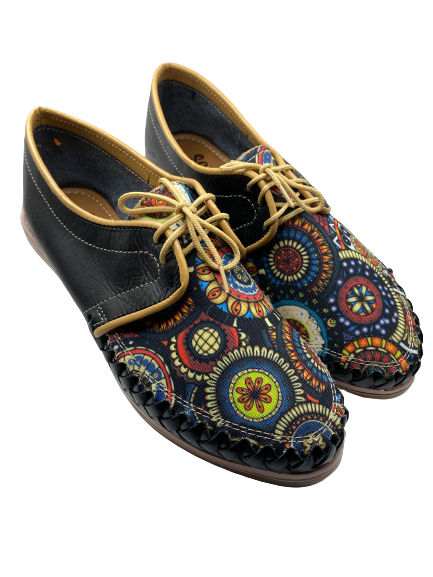 871/Lona Negro/Art print flat shoe
